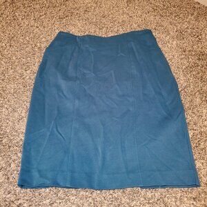 CAbi Sigourney Ponte Knit Pencil Skirt Teal 2